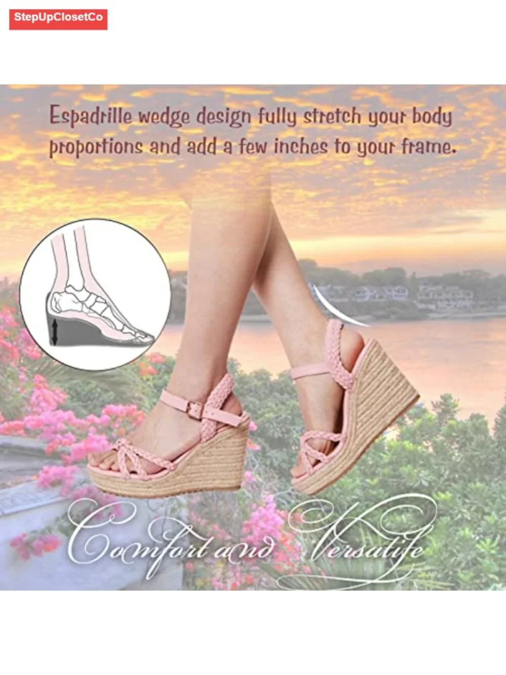 Espadrille Wedge Sandals Platform Summer Heels Woven Braided Ankle Strap